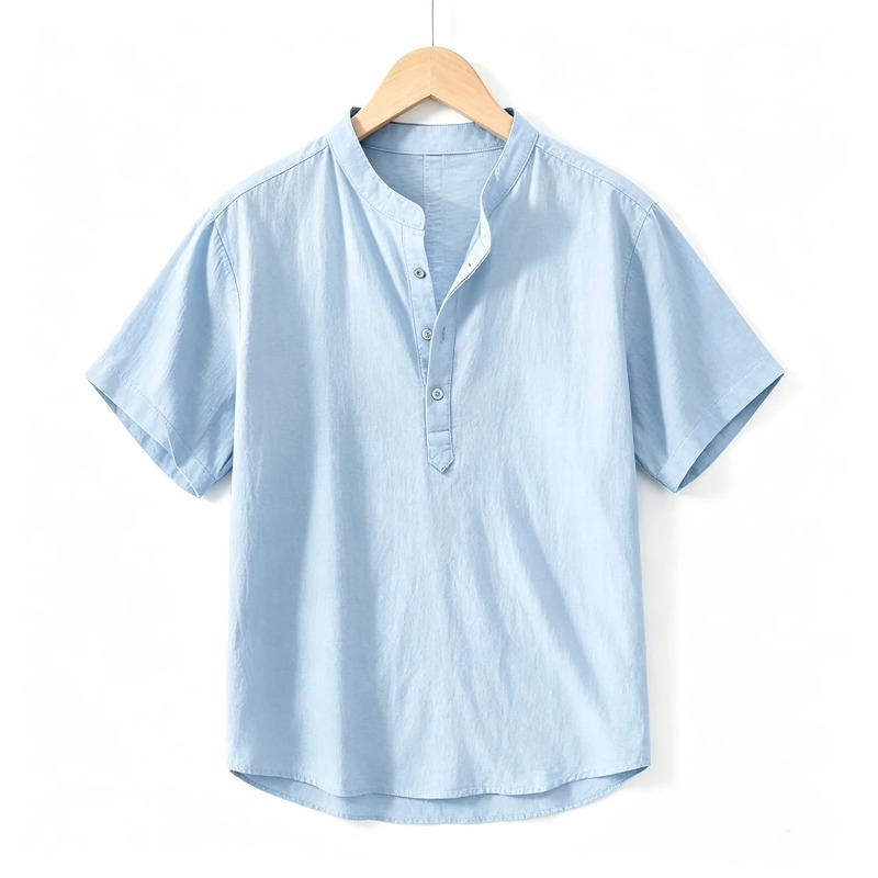 Linen Shirt Breathable - Men Cotton Linen Short-Sleeve Shirt with