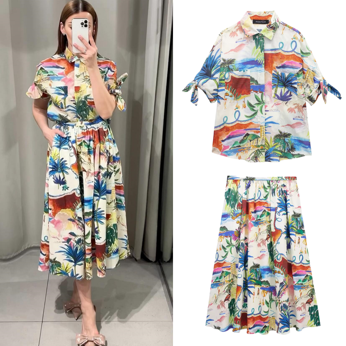 Resort Shirt Floral - Chic Printed Lapel Single Breasted Half