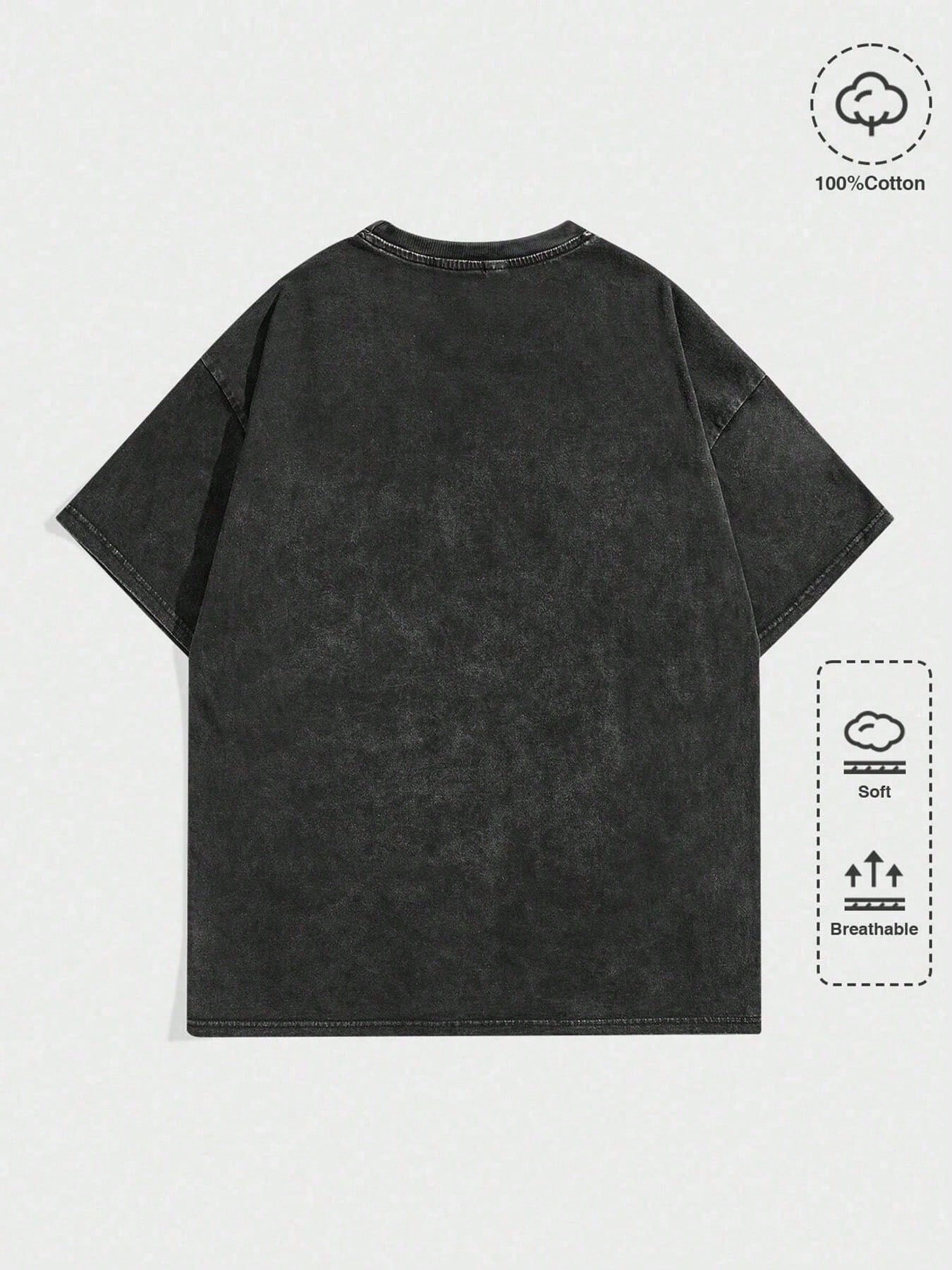 Black Washed Graphic Tee with  – обзор и цена Tee Graphic Print