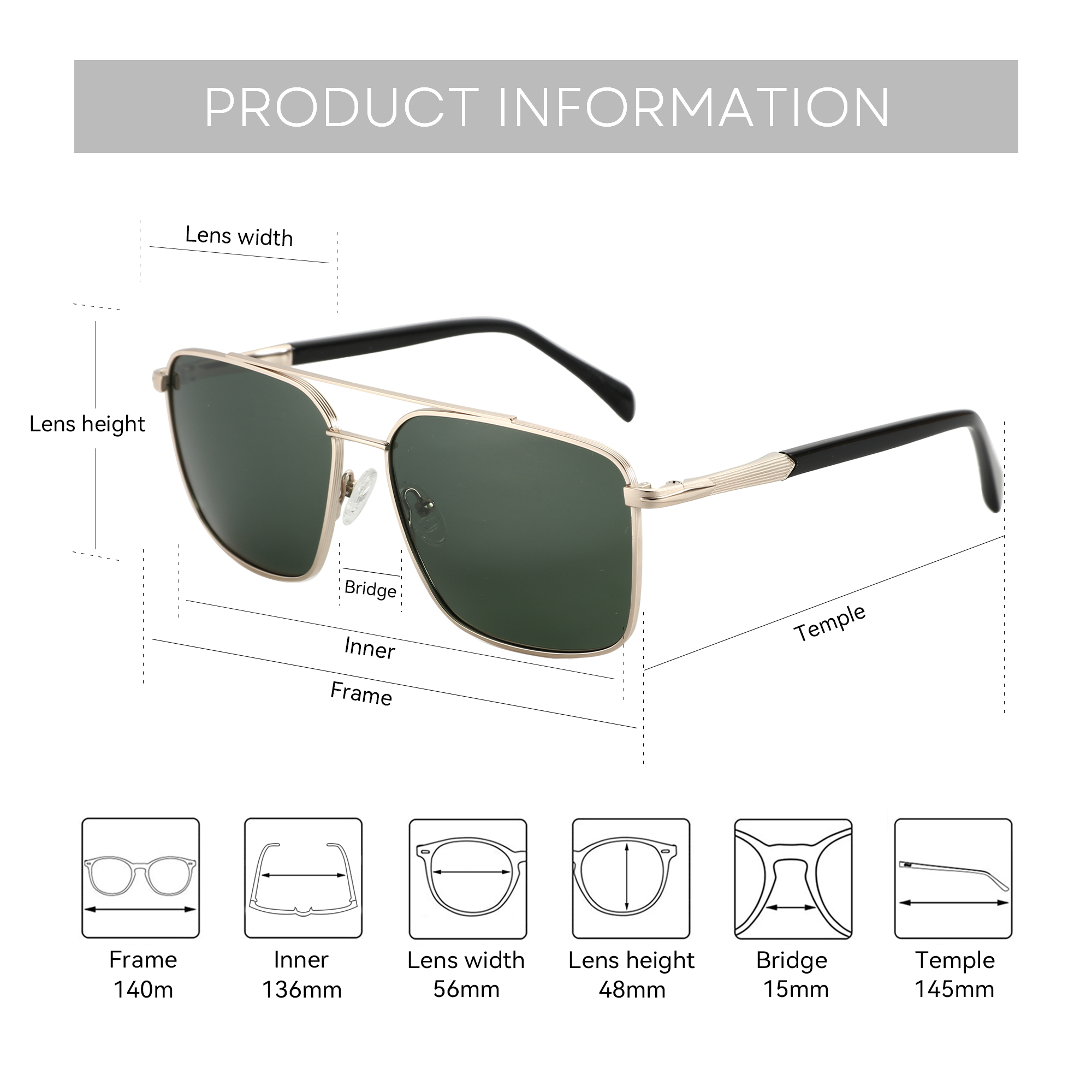 BLUEMOKY L Size Fashion Metal  – обзор и цена Sunglasses Aviator Polarized