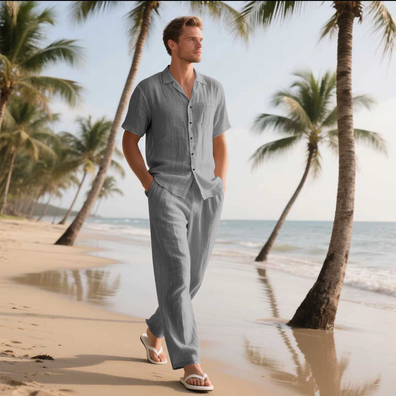 2025 Summer Beach Men's Linen  – обзор и цена Short Linen Drawstring