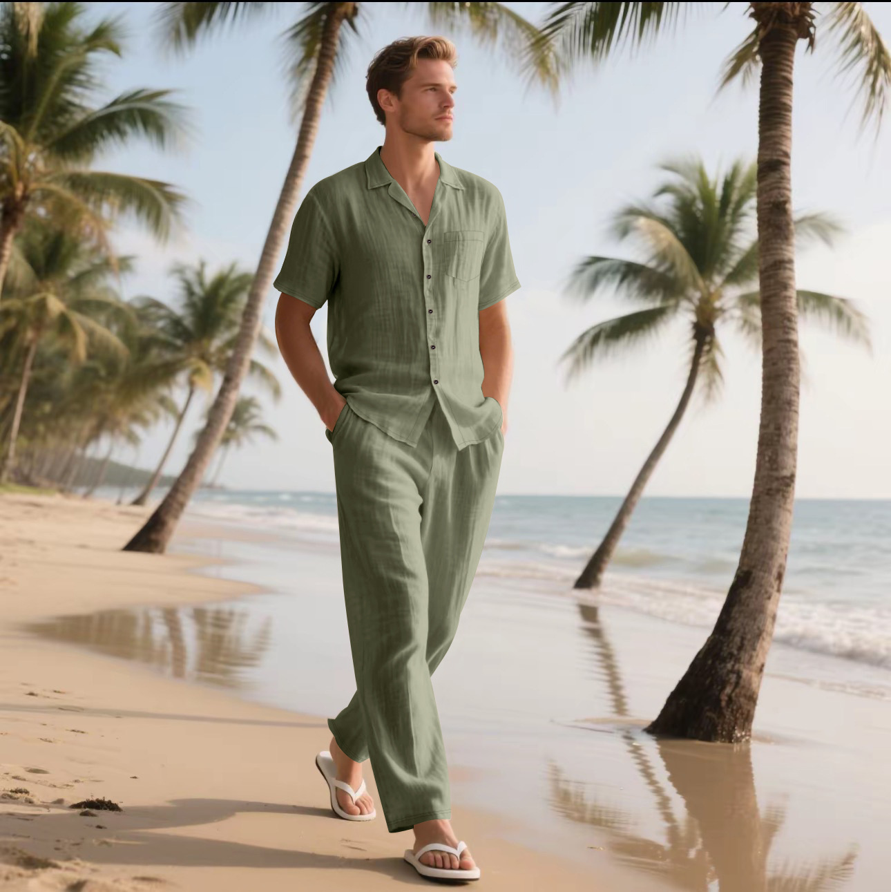 2025 Summer Beach Men's Linen  – обзор и цена Short Linen Drawstring