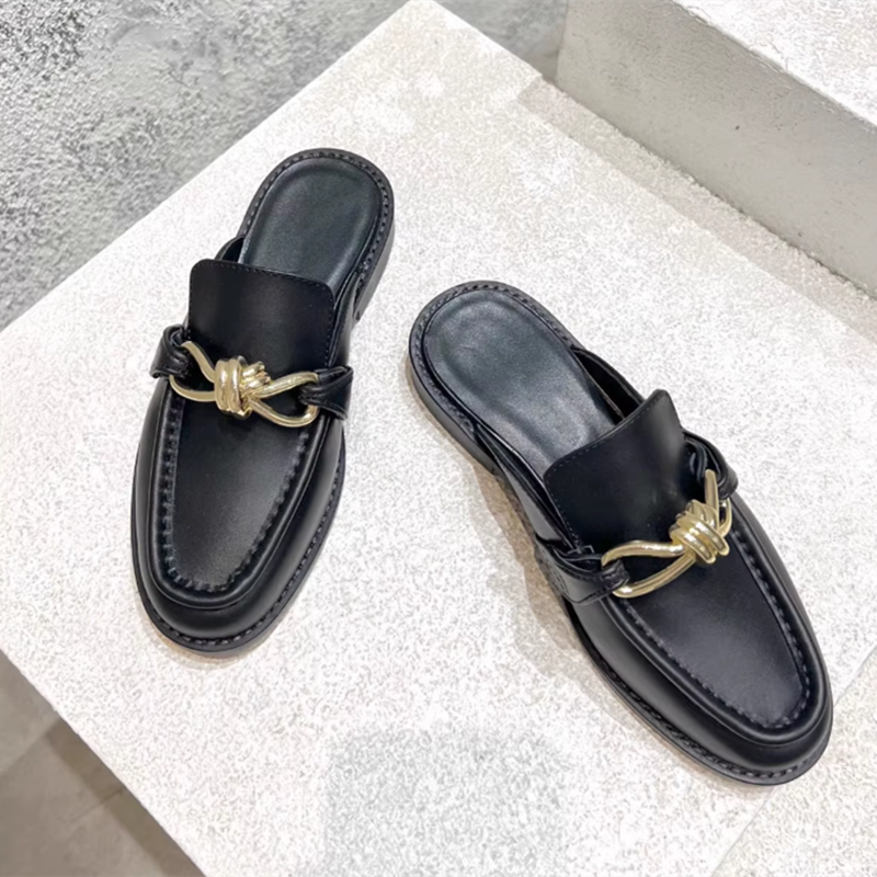 Metal Buckle Half Slippers For – обзор и цена Flip Flop Leather Men