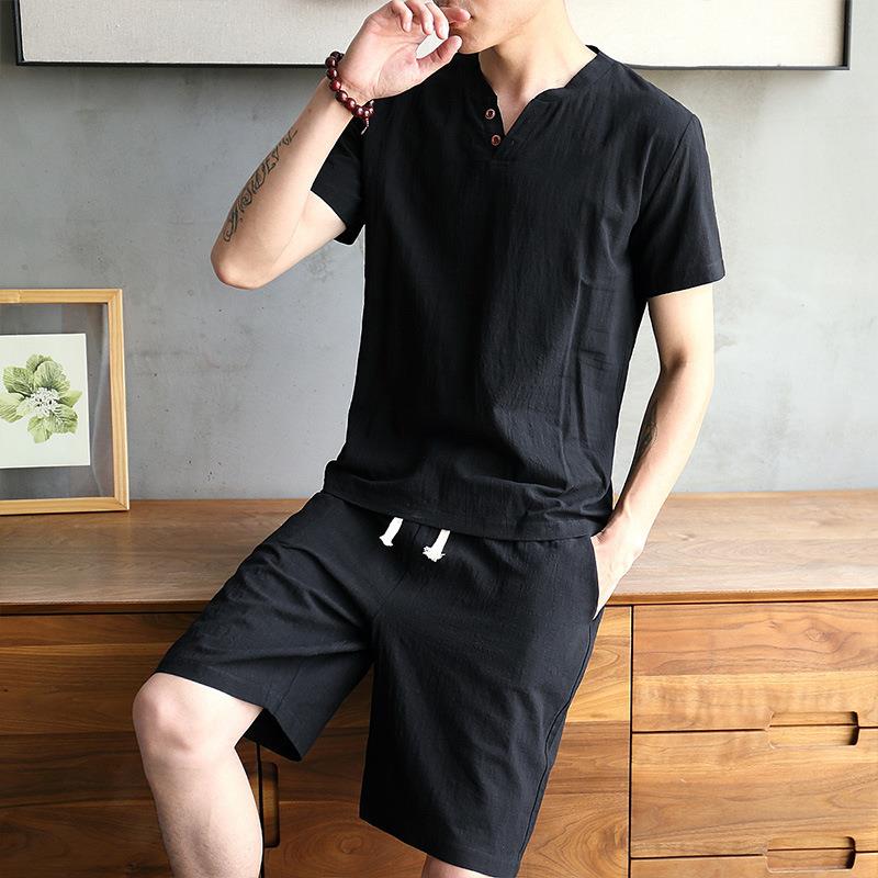 Men's Cotton Linen Set T-shirt – обзор и цена Linen Shirt Breathable