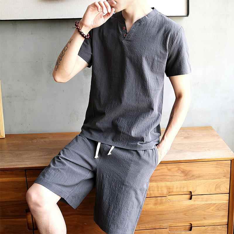 Men's Cotton Linen Set T-shirt – обзор и цена Linen Shirt Breathable