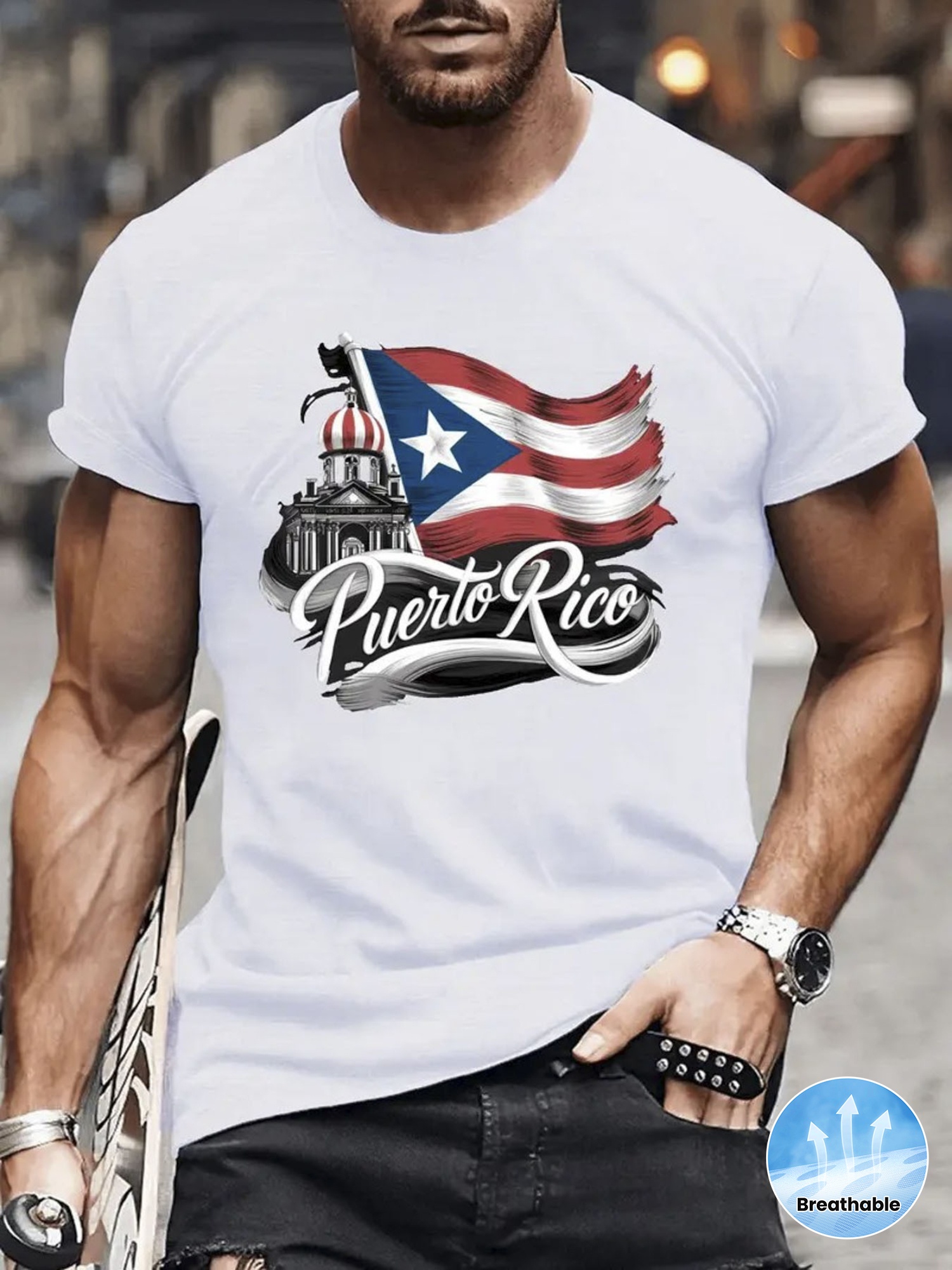  Pure Cotton Puerto Rico Flag  – обзор и цена Linen Shirt Breathable