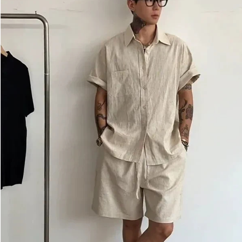 Mens Linen Cotton 2 Piece Set  – обзор и цена Linen Shirt Breathable