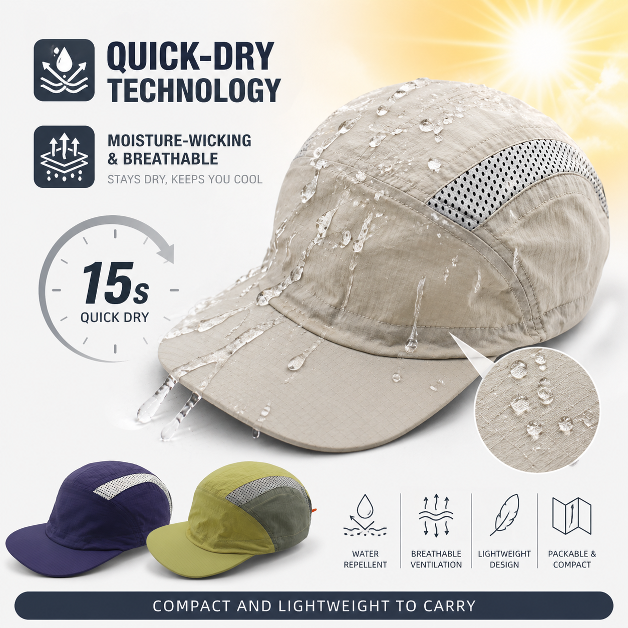 Quick Dry Running Cap Men Wome – обзор и цена Packable Hat Nylon
