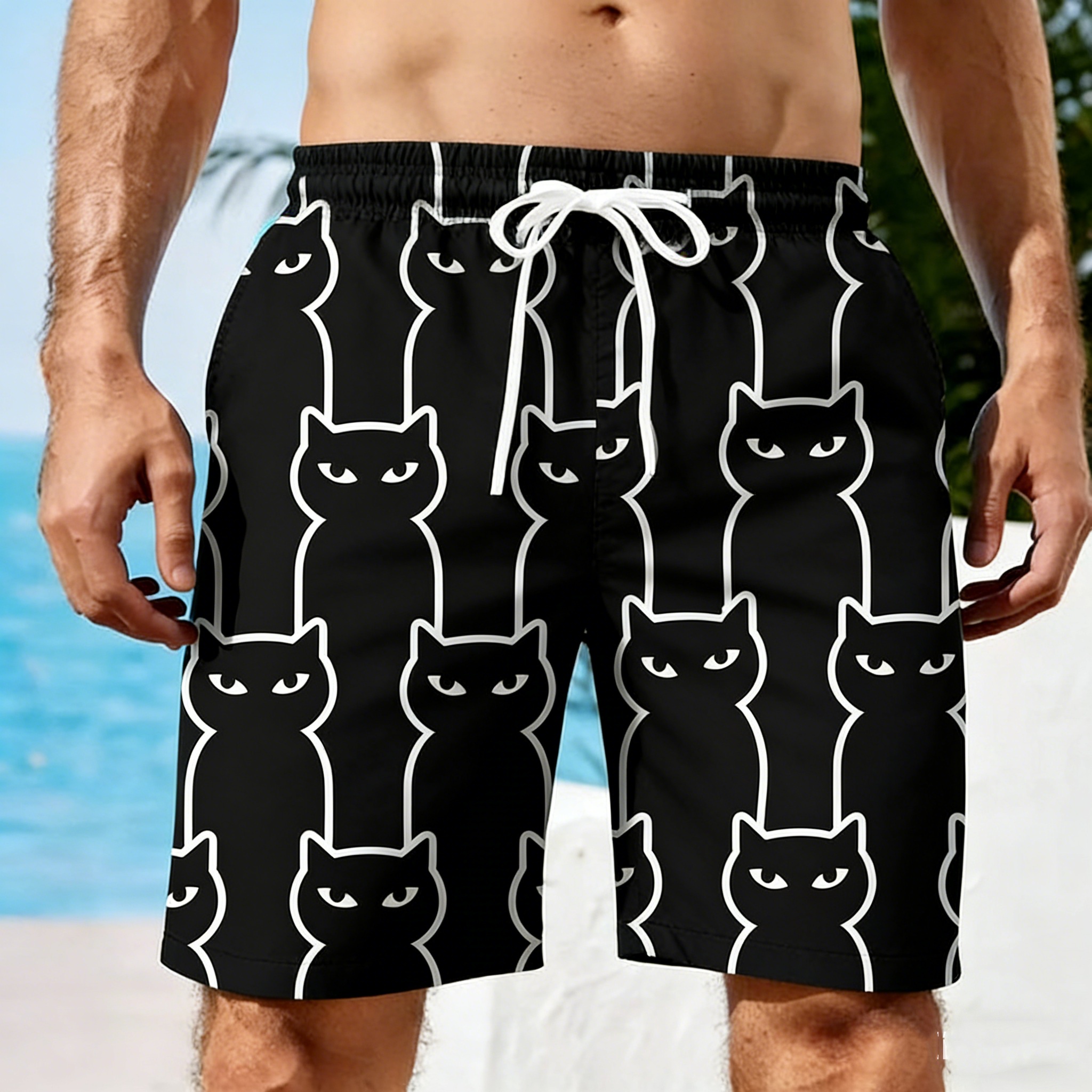 Men 3D Cat Graphic Beach Short – обзор и цена Trunks Board Surf