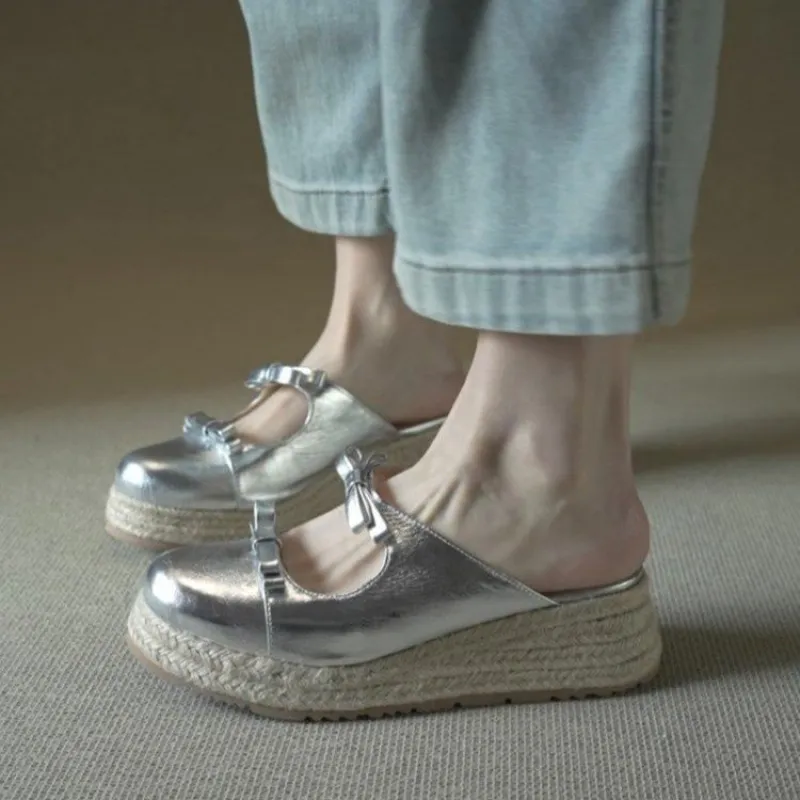 Metallic Mary Jane Mules for W – обзор и цена Espadrille Slip On