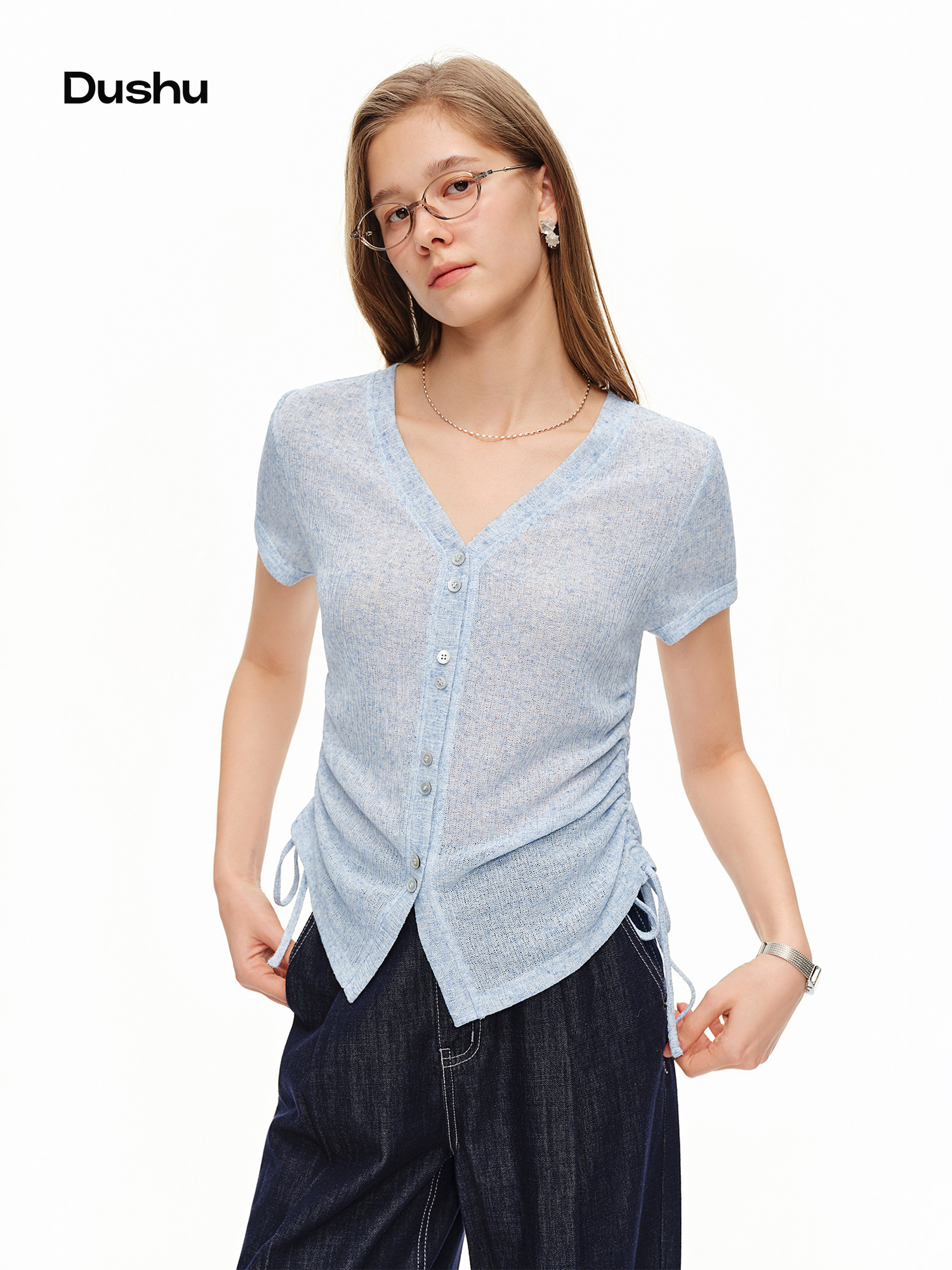 DUSHU Lightweight V-neck Linen – обзор и цена Short Linen Drawstring