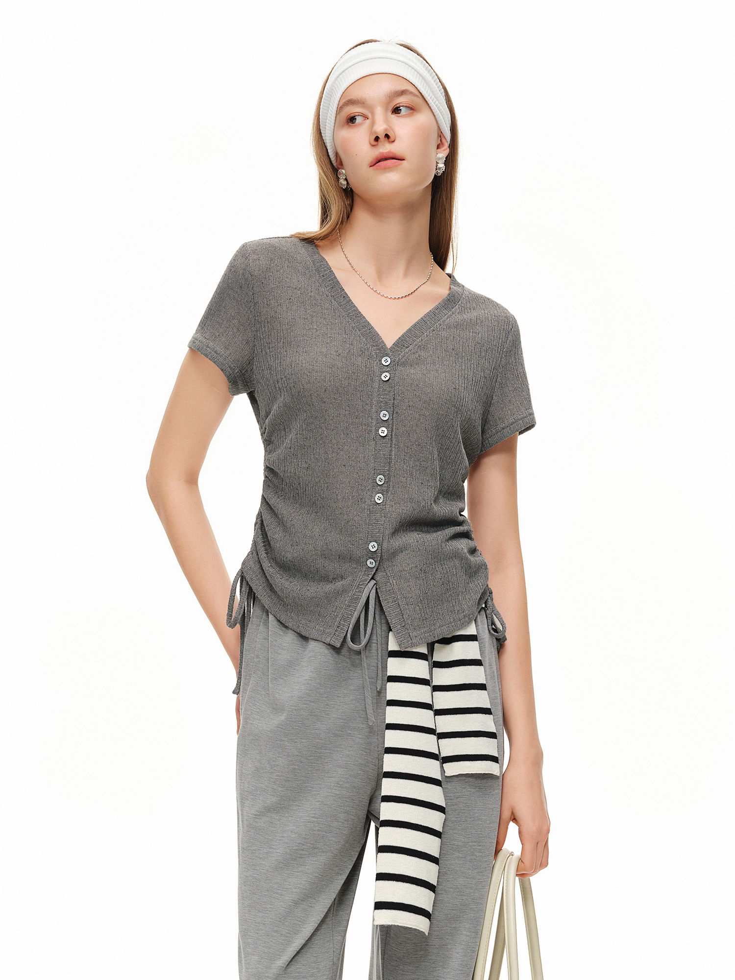 DUSHU Lightweight V-neck Linen – обзор и цена Short Linen Drawstring