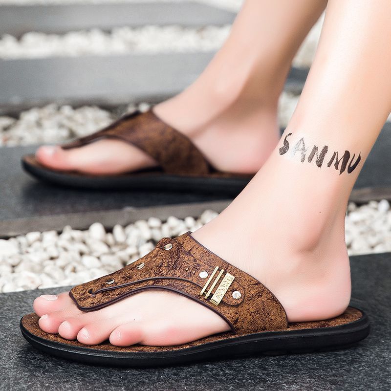 2026 New Men's Flip Flops Genu – обзор и цена Flip Flop Leather Men
