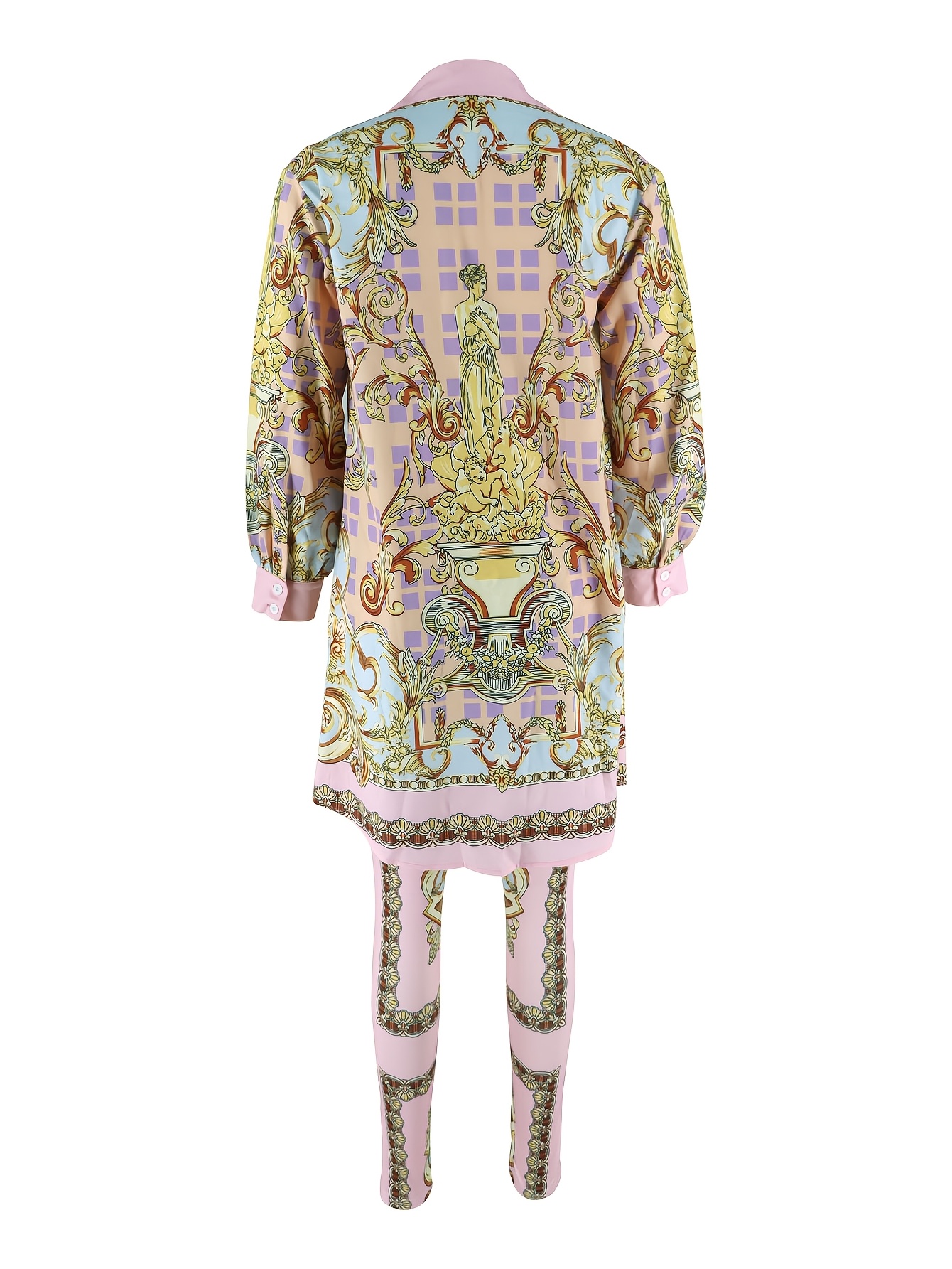 Women 2 Piece Set Ornate Print – обзор и цена Shirt Camp Collar